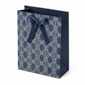 Borsa regalo 26 x 12 x 32 cm in carta blu navy con fiocco decorativo stile elegante