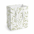 Sacchetto regalo 26 x 12 x 32 cm in carta bianca e verde con manici - motivo botanico