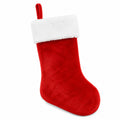 Calza natalizia 45 x 28 cm in peluche rosso e bianco con passante da appendere