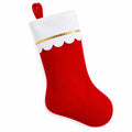 Calza natalizia 45 cm in feltro rosso bianco e oro con passante da appendere