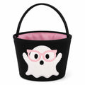 Cestino porta dolcetti 20 cm in tessuto nero con manico - stile fantasma
