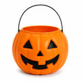 Secchiello portadolci a zucca 25 cm in plastica arancione con manico - decorazione festiva