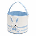 Cesto portagiochi rotondo 30 x 30 cm in tessuto bianco e azzurro con manico - motivo coniglio