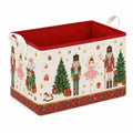 Cesta portaoggetti 50 x 30 x 30 cm in tessuto rosso e bianco pieghevole con manici