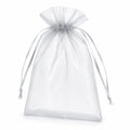 Sacchetto regalo 10 x 15 cm in organza argento trasparente con chiusura a cordoncino