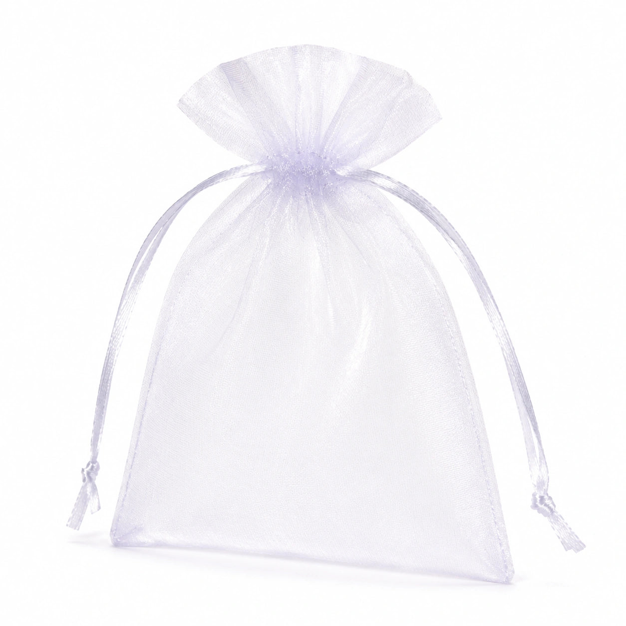 Sacchetto regalo 10 x 15 cm in organza bianco trasparente con chiusura a coulisse