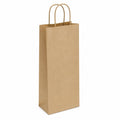 Sacchetto regalo per bottiglia 14 x 8 x 39 cm in carta kraft marrone con manici ritorti