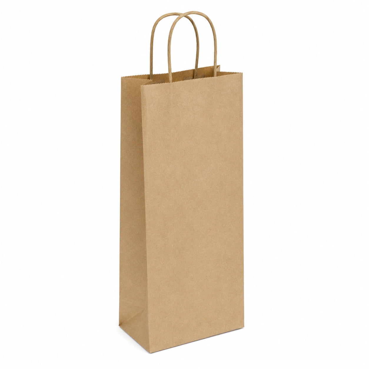 Sacchetto regalo per bottiglia 14 x 8 x 39 cm in carta kraft marrone con manici ritorti