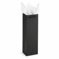 Sacchetto regalo 13 x 10 x 36 cm in carta nero per bottiglia con manici in corda