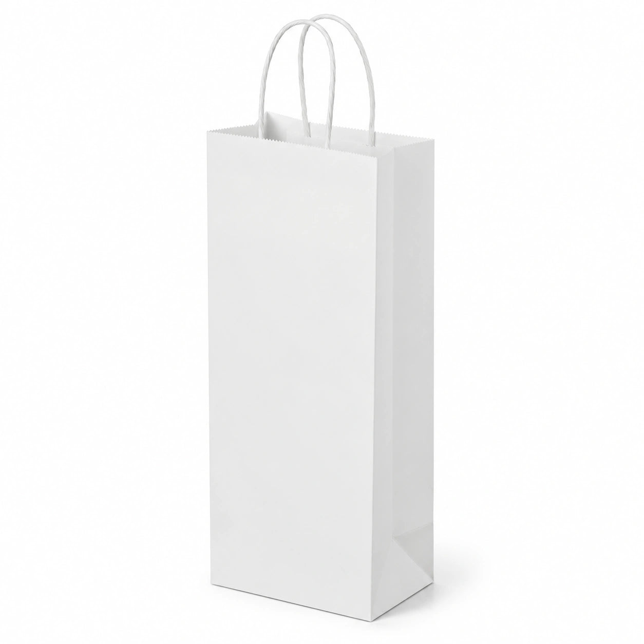 Sacchetto regalo 12 x 9 x 36 cm in carta bianco per bottiglie - con manici ritorti