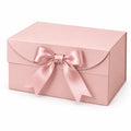 Scatola regalo 30 x 20 x 12 cm in cartone rosa con nastro satinato stile elegante