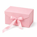 Scatola regalo 30 x 22 x 16 cm in cartone rosa con nastro in raso - chiusura con fiocco