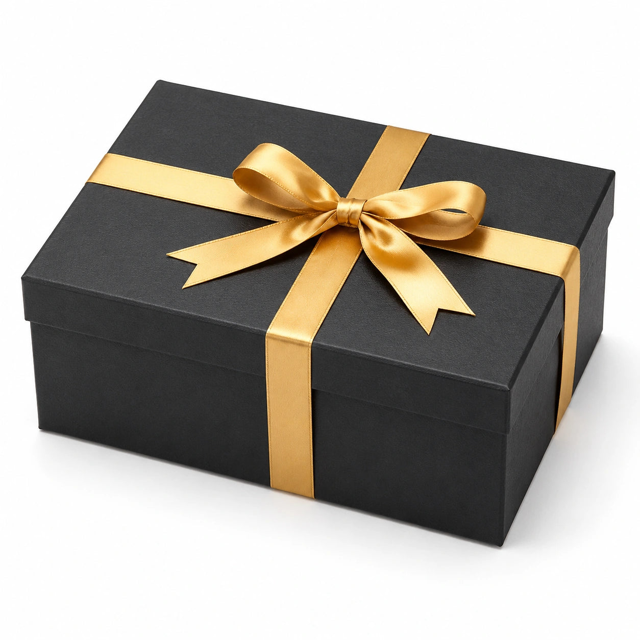 Scatola regalo 30 x 22 x 10 cm in cartone nero con nastro dorato - chiusura con coperchio
